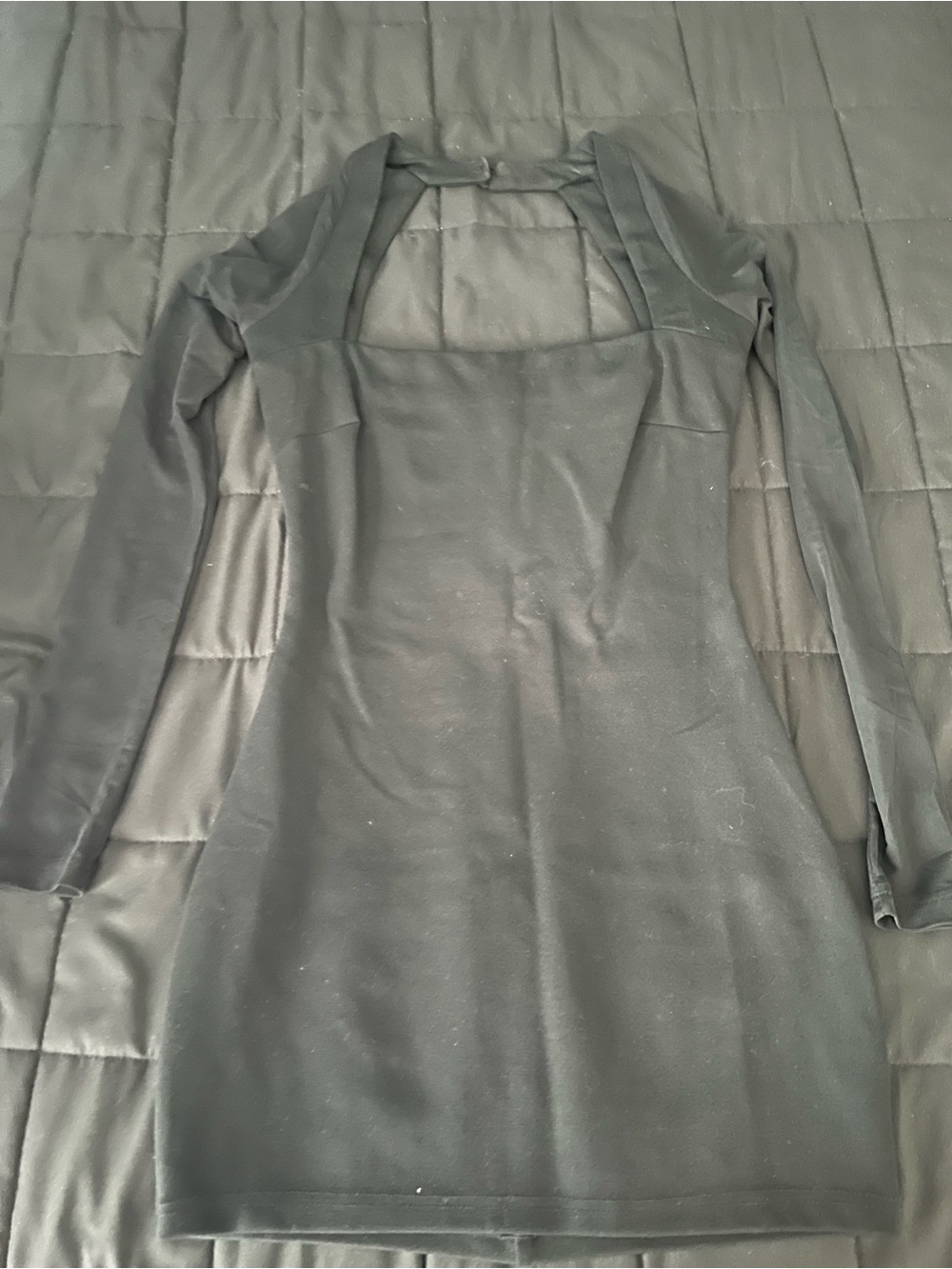 superdown Black Long Sleeve Square-Neck Bodycon Dress